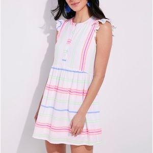 Multi stripe button-front dress